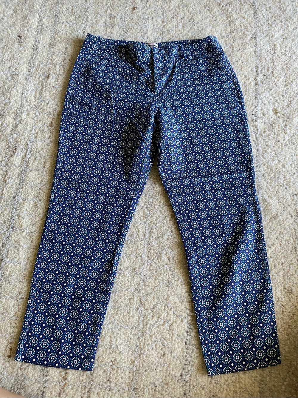 Women’s Navy Geometric Print Dress Pants